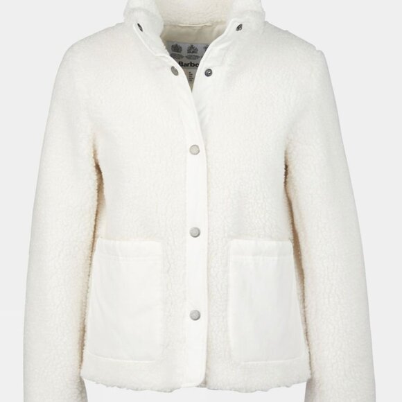Barbour Netley Fleece White Coast to Country Short Jacket USA Size 6 - Picture 1 of 13